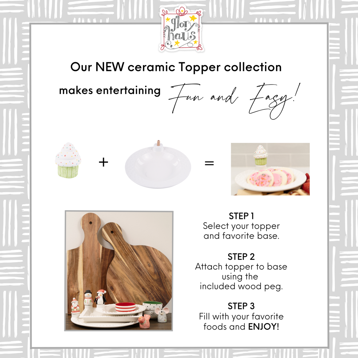 Merry Christmas Holly Charcuterie Topper