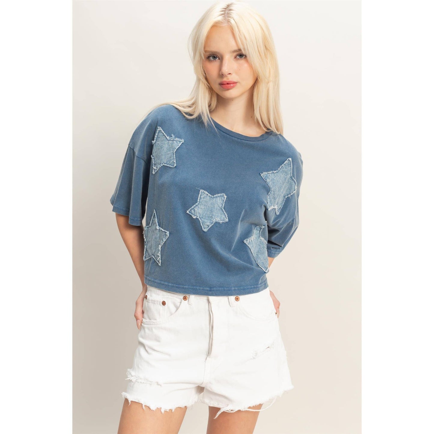 Raw Edge Star Patch Crop