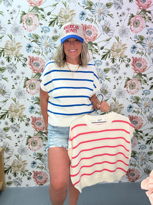 Striped Crew Neck Knit Top