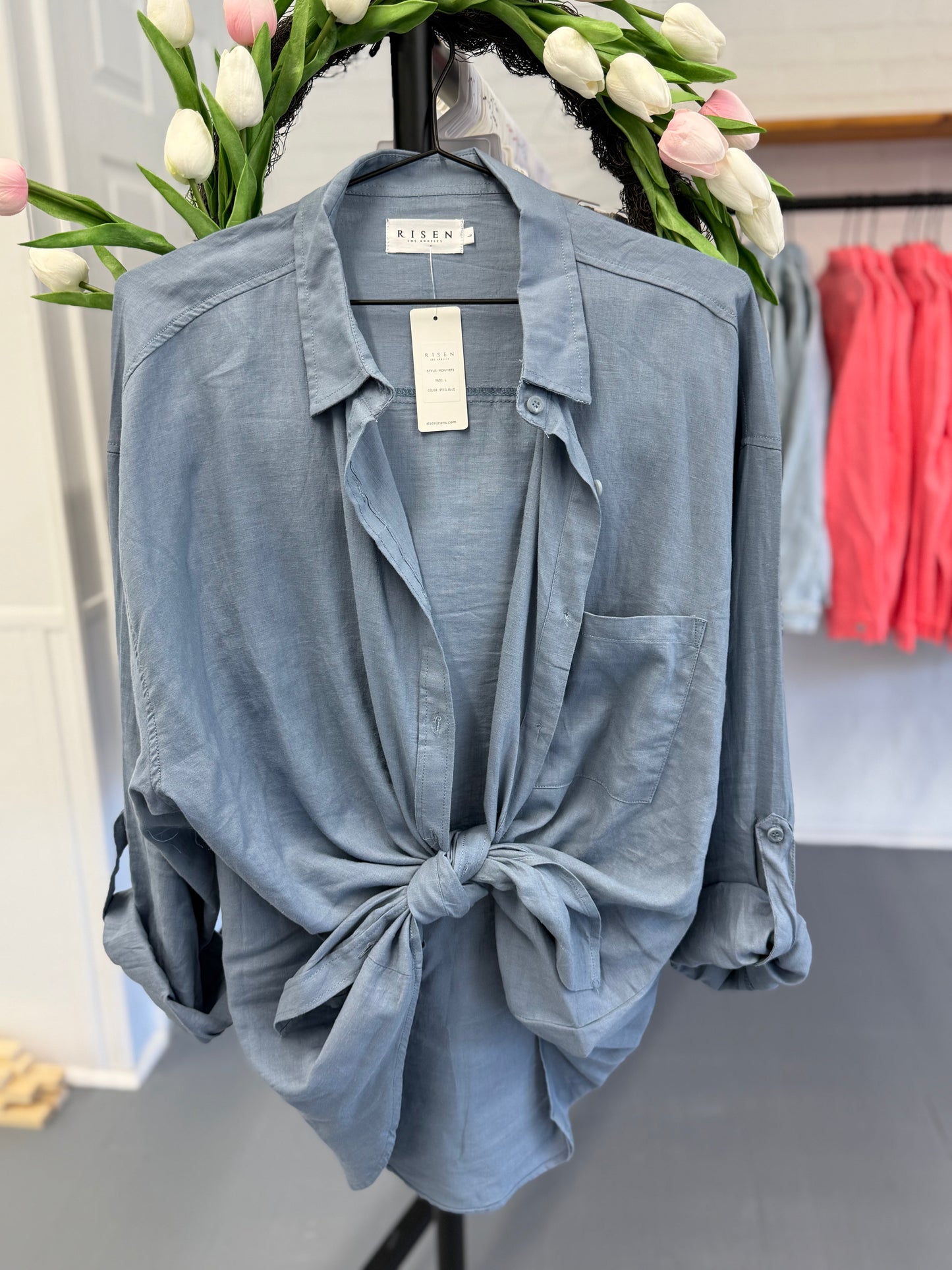The Breeze Button Down Linen Shirt  Risen Brand