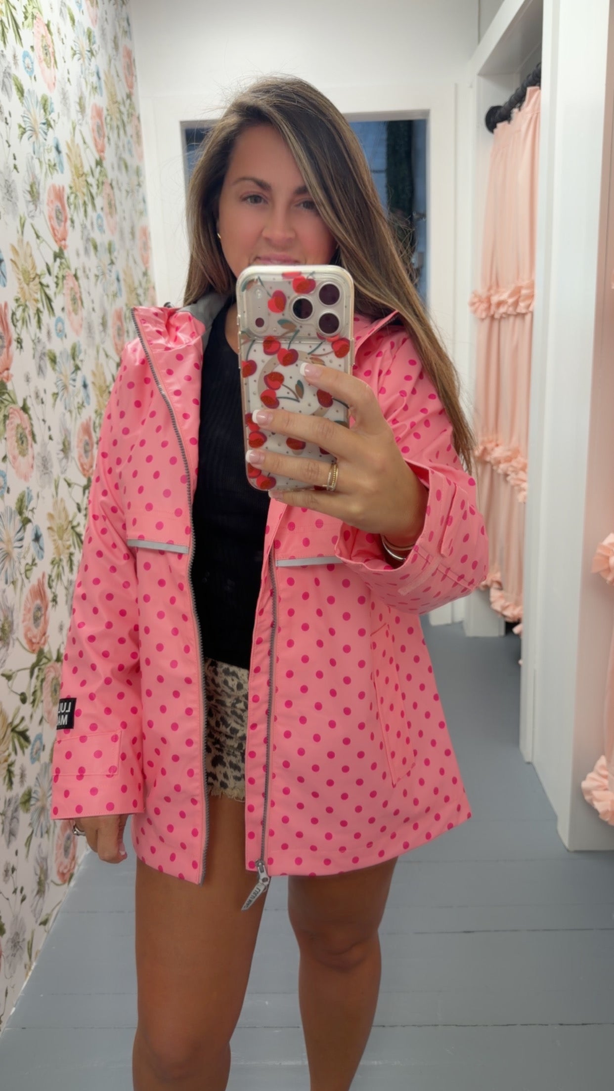Polka Dot Cutie Pink/Hot Pink Lulu Mac Raincoat
