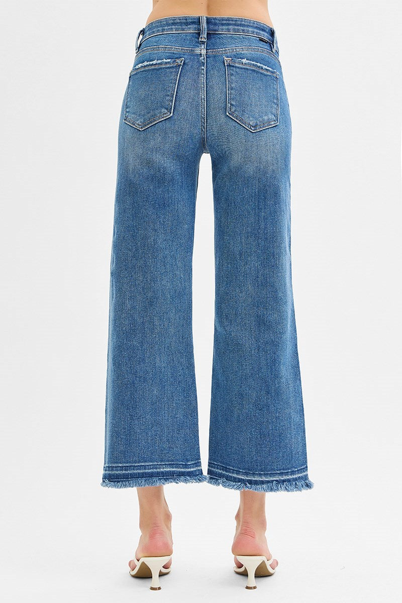 The Wardrobe Winner Mid-Rise Crop Wide Jeans (Medium) Risen Brand