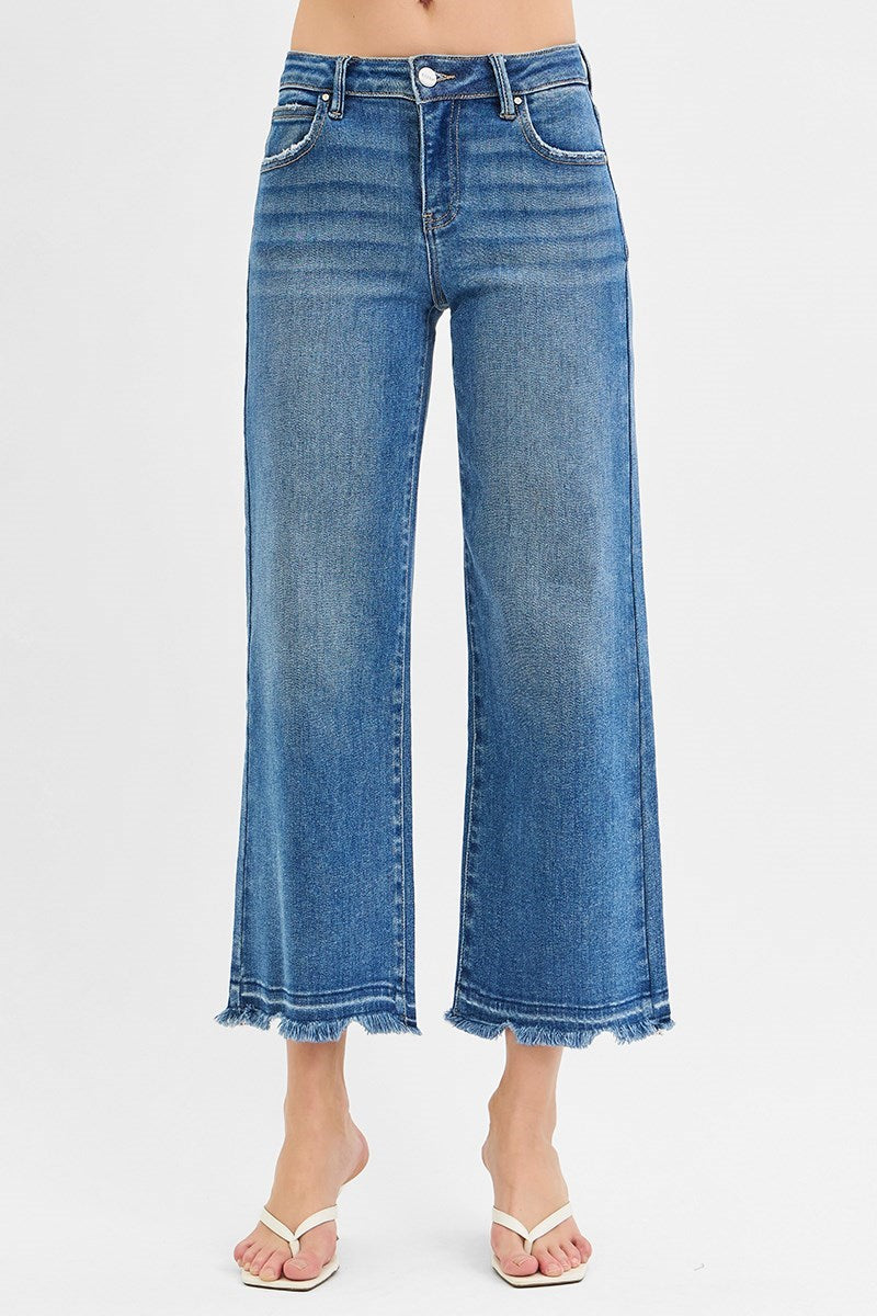 The Wardrobe Winner Mid-Rise Crop Wide Jeans (Medium) Risen Brand