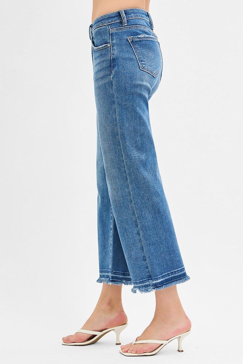 The Wardrobe Winner Mid-Rise Crop Wide Jeans (Medium) Risen Brand