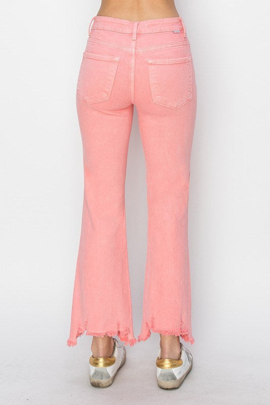 The Tailored Tease Mid-Rise Straight Step Hem Pants (Flamingo) Risen Brand