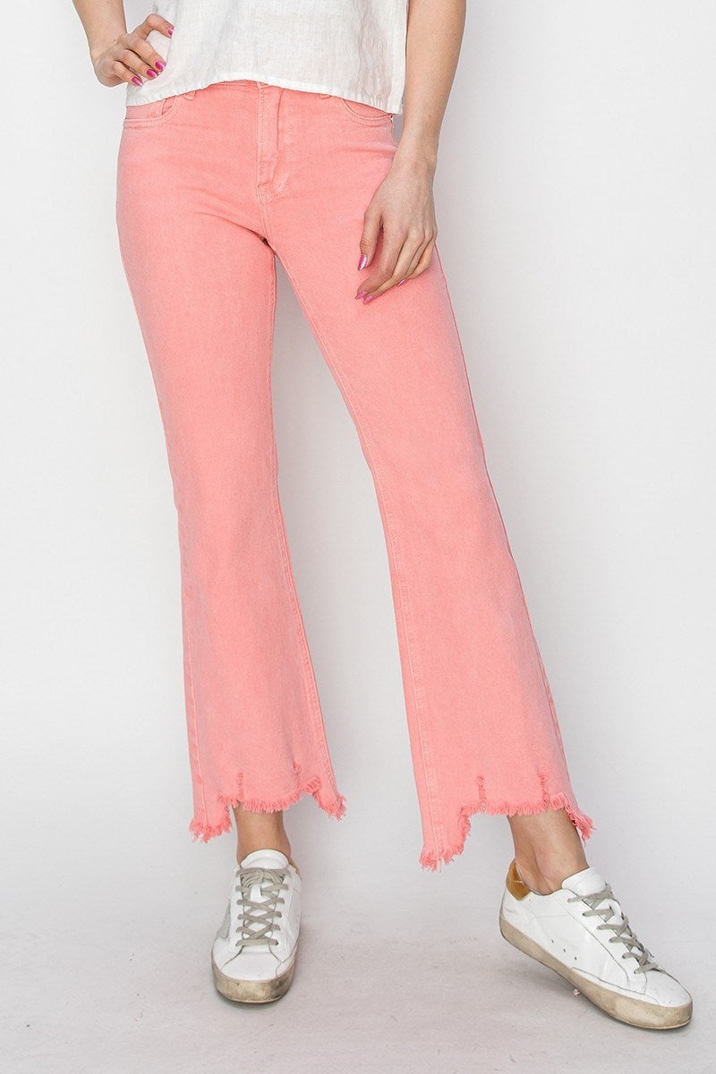 The Tailored Tease Mid-Rise Straight Step Hem Pants (Flamingo) Risen Brand