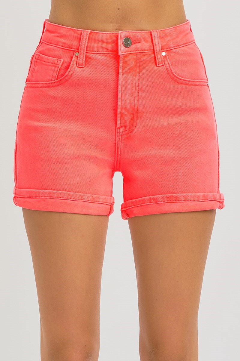 The Main Character Cuffed High-Rise Cuffed Shorts (Coral)  Risen Brand