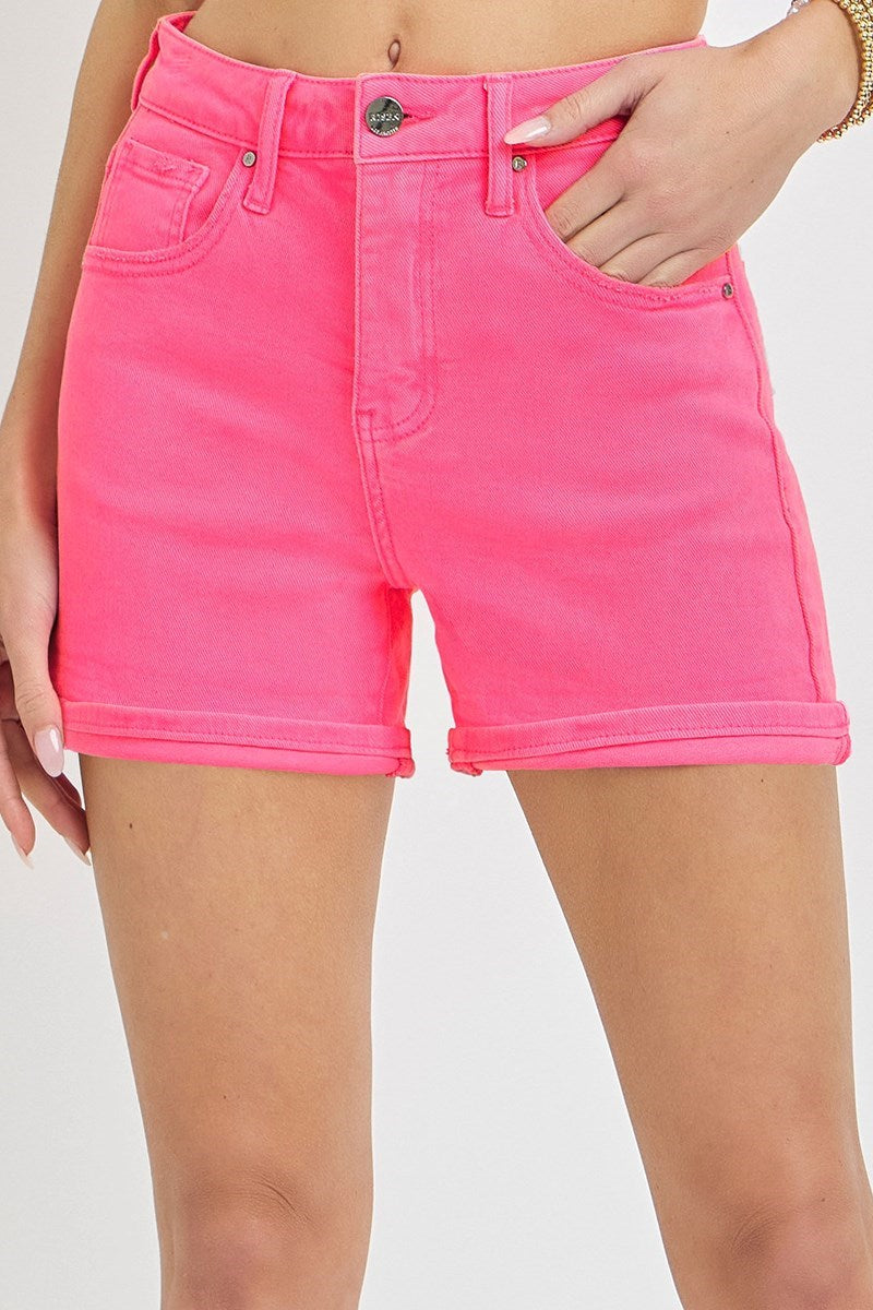 Main Character Cuffed High-Rise Cuffed Shorts (Pink)  Risen Brand