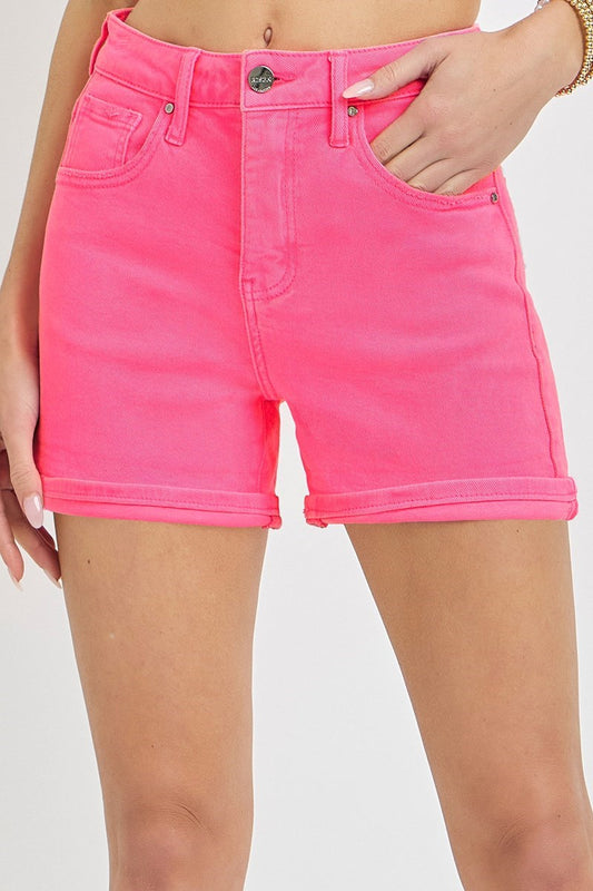 Main Character Cuffed High-Rise Cuffed Shorts (Pink)  Risen Brand