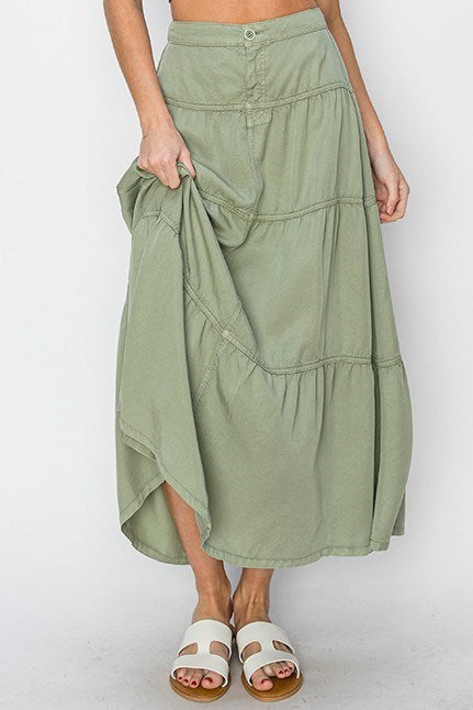 The Co. Tiered Skirt High-Rise Full Length Risen Brand