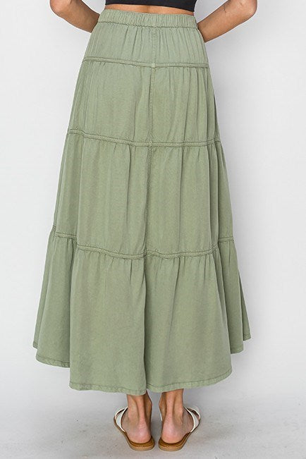 The Co. Tiered Skirt High-Rise Full Length Risen Brand