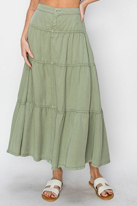 The Co. Tiered Skirt High-Rise Full Length Risen Brand