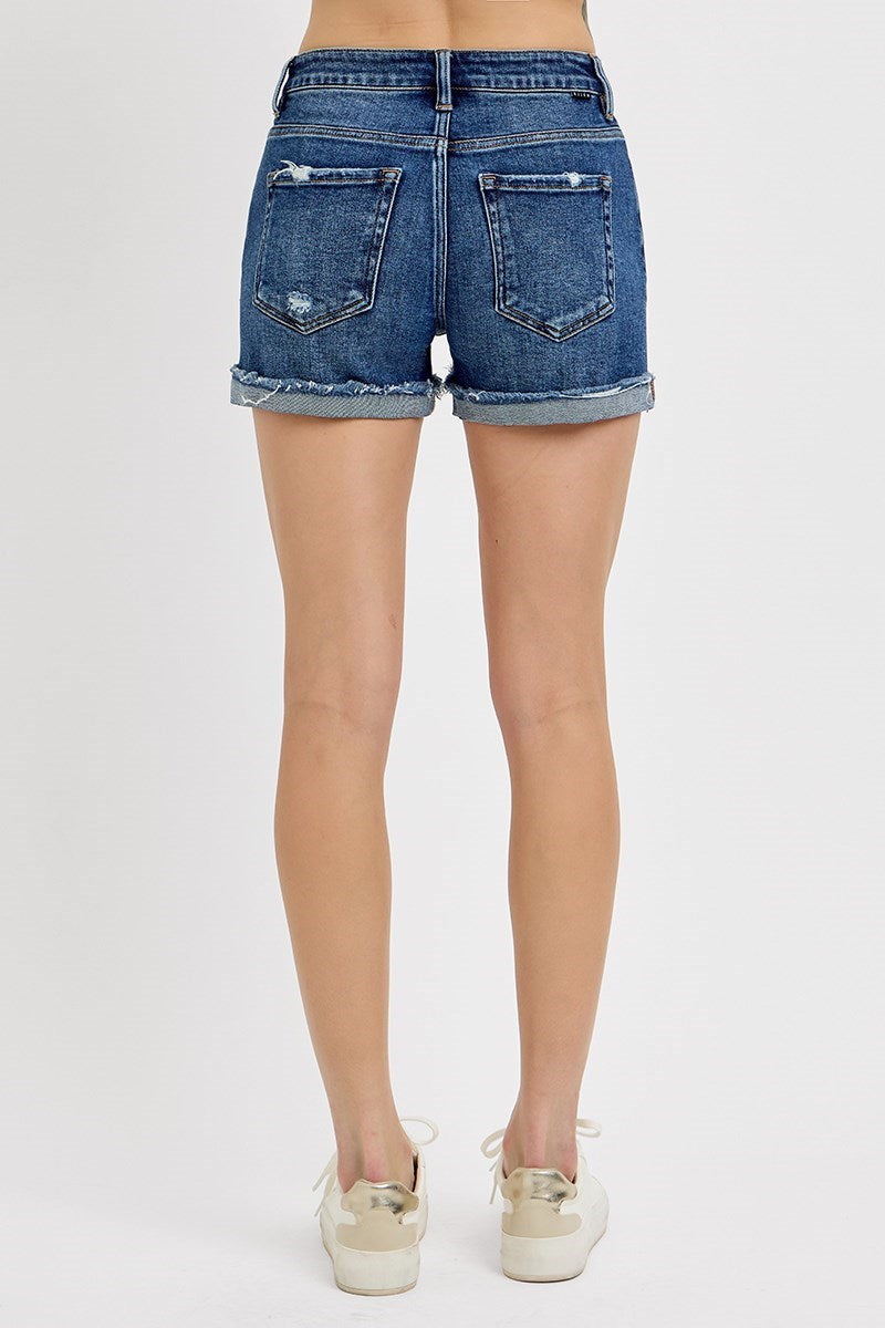 The Cuff Love Mid-Rise Cuffed Shorts (Dark) Risen Brand