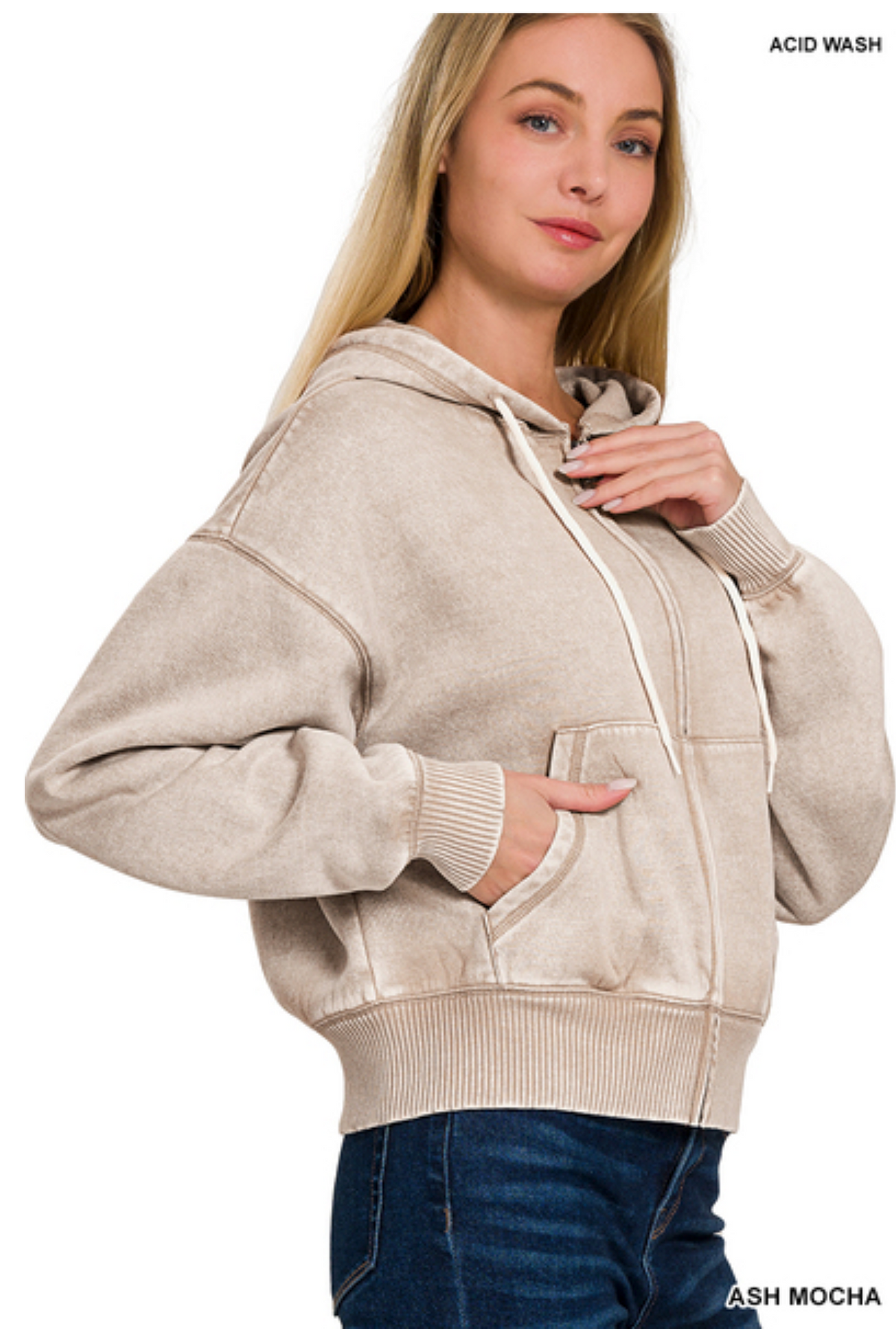 Crisp Morning Cozy Acid Wash Zip Up
