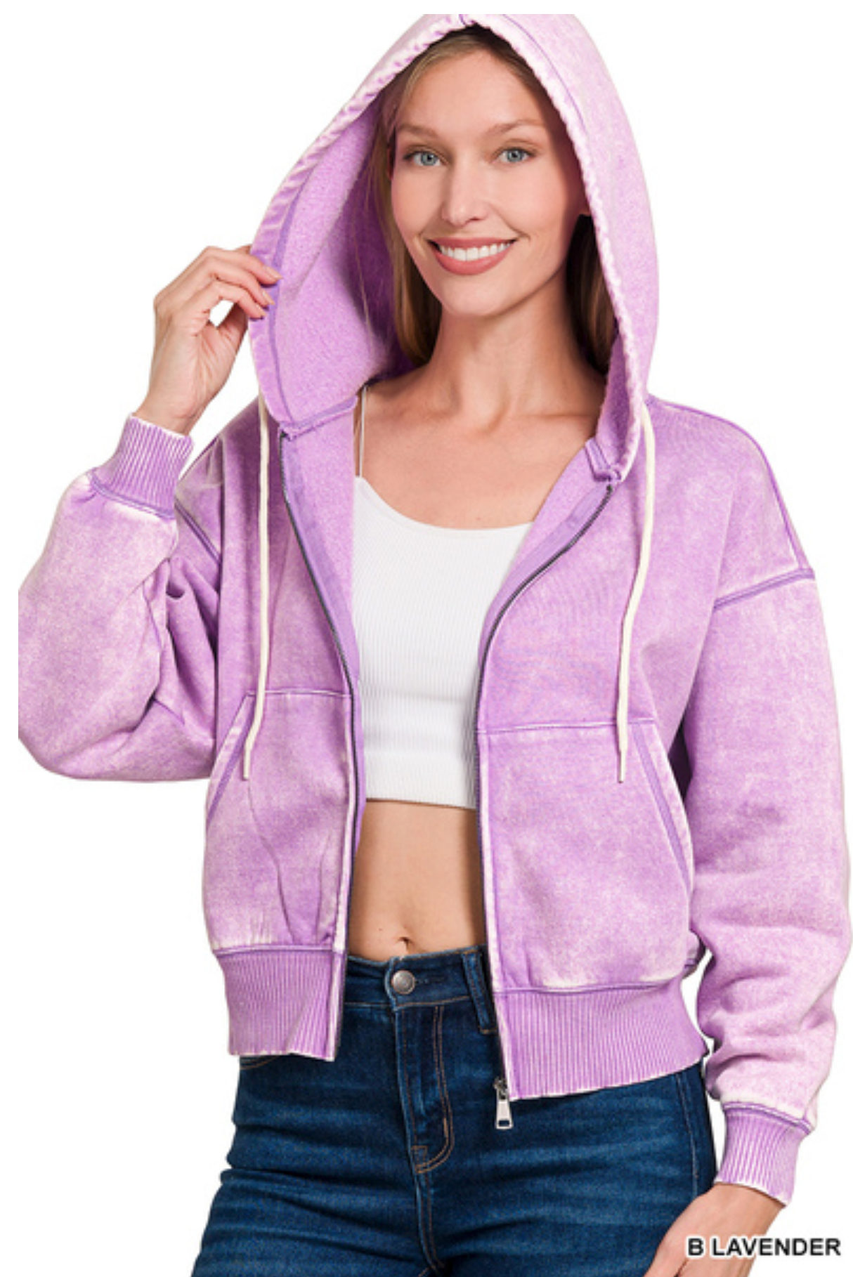 Crisp Morning Cozy Acid Wash Zip Up