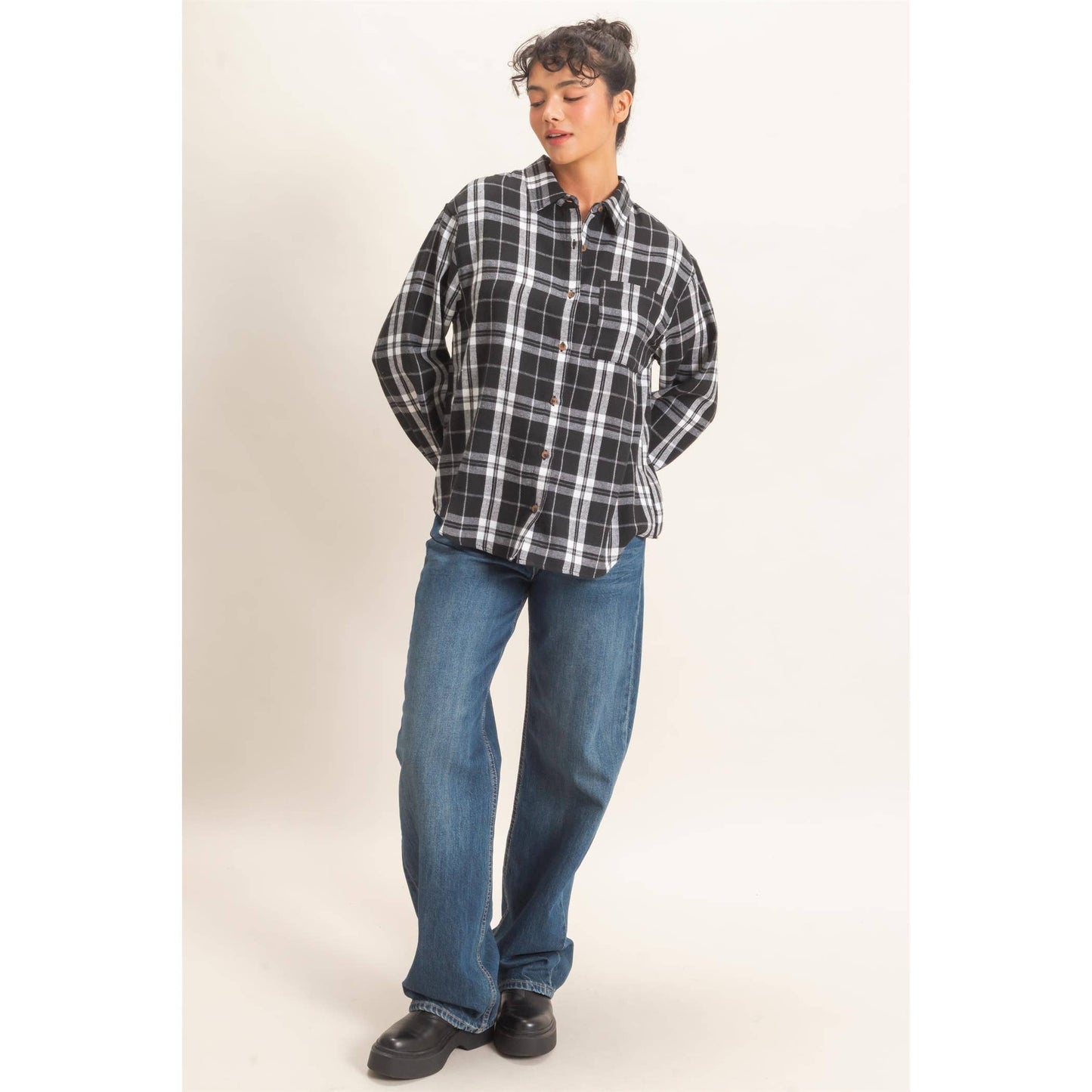 Falling For You Long Sleeve Plaid Button Up