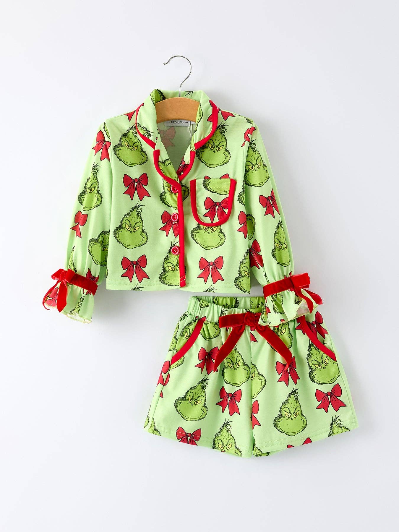 Resting Grinch Face Girls Pj Set