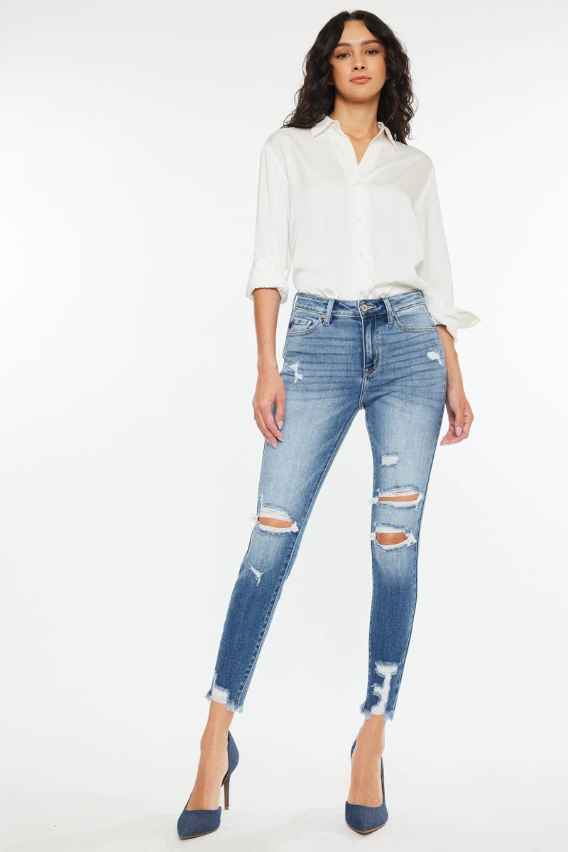 The Hot Girl Hem Kan Can High-Rise Fray Hem Skinny Jean