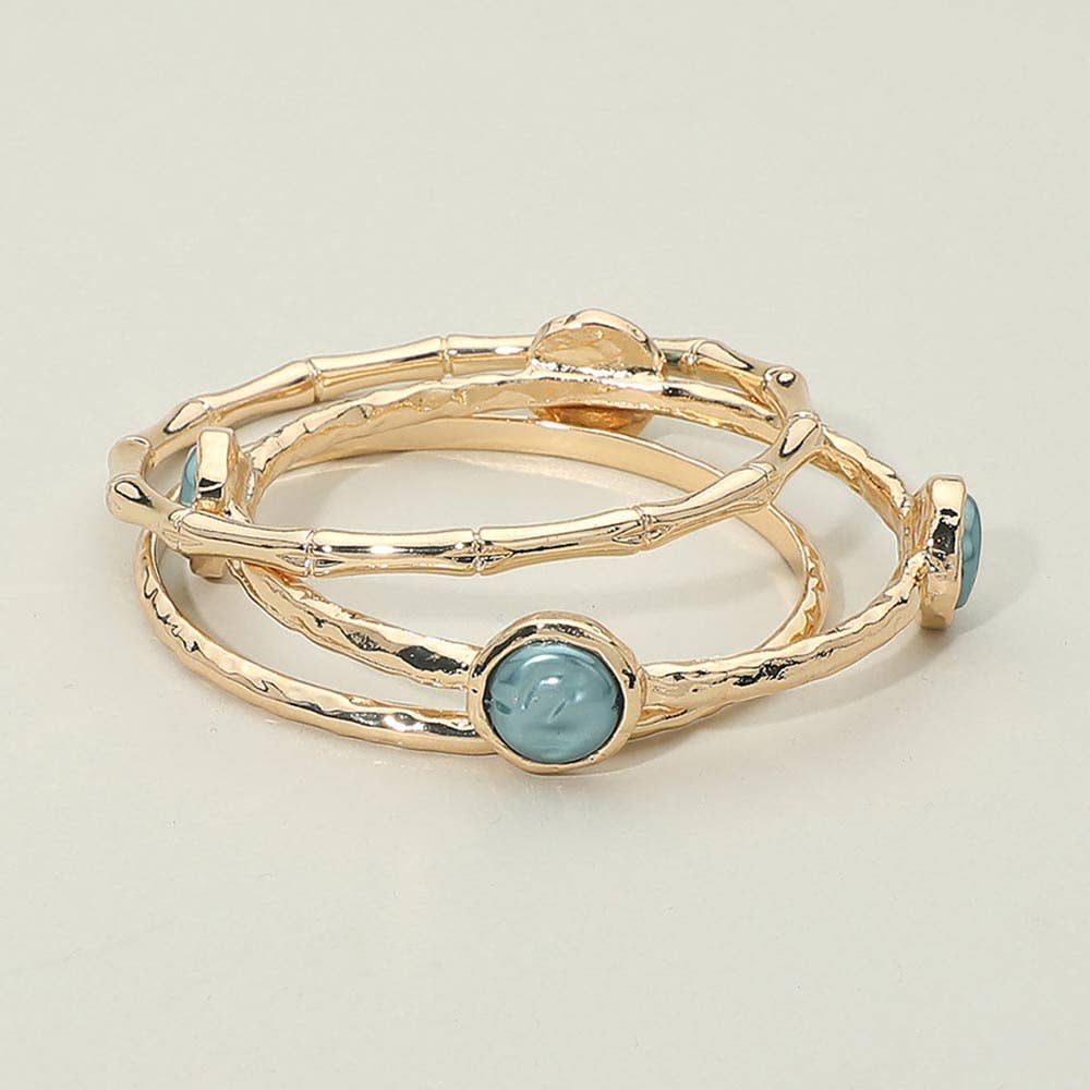 3PCS - Disc Accent Multi Layered Bangle Bracelet
