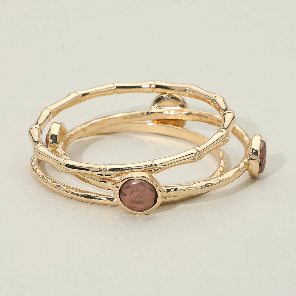 3PCS - Disc Accent Multi Layered Bangle Bracelet