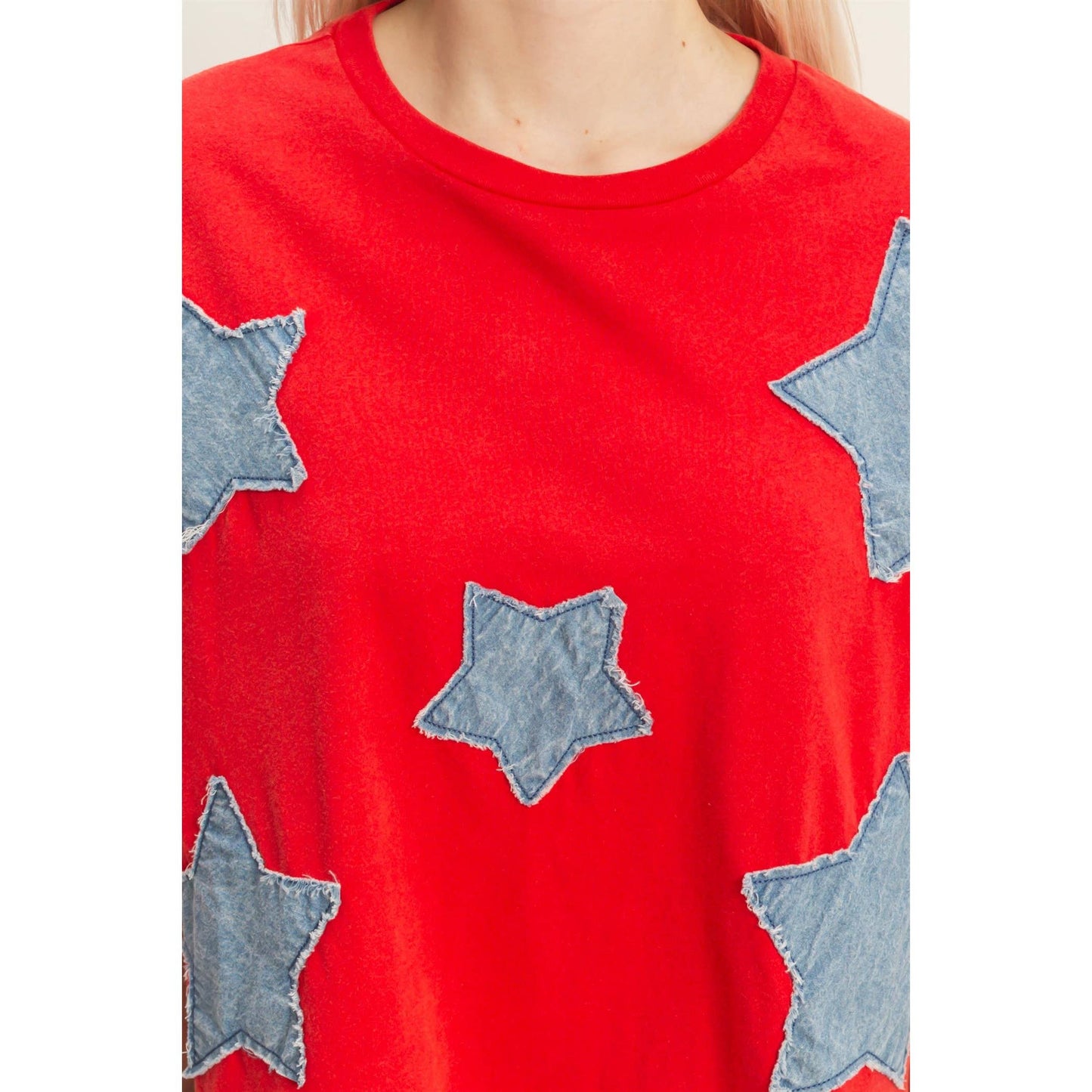 Raw Edge Star Patch Crop