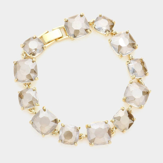 Cushion Square Stone Link TAUPE Bracelet