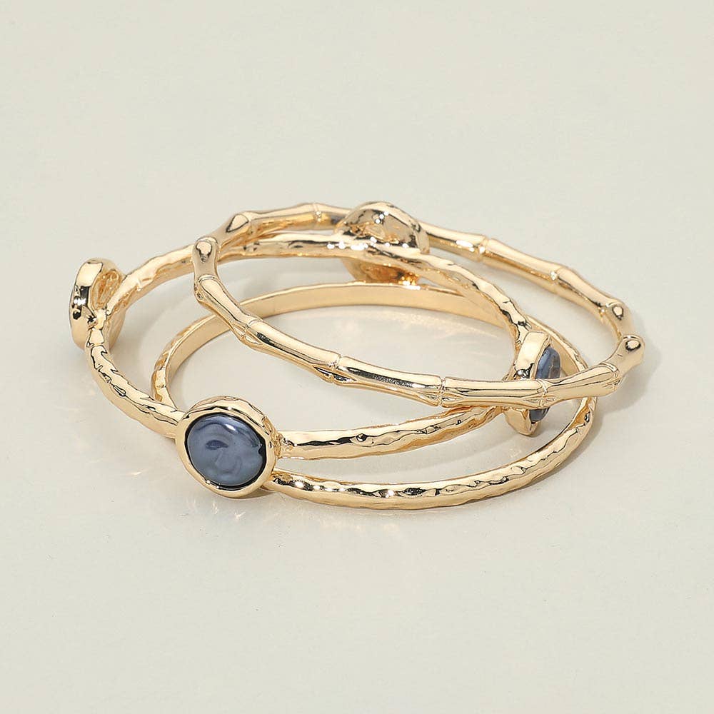 3PCS - Disc Accent Multi Layered Bangle Bracelet