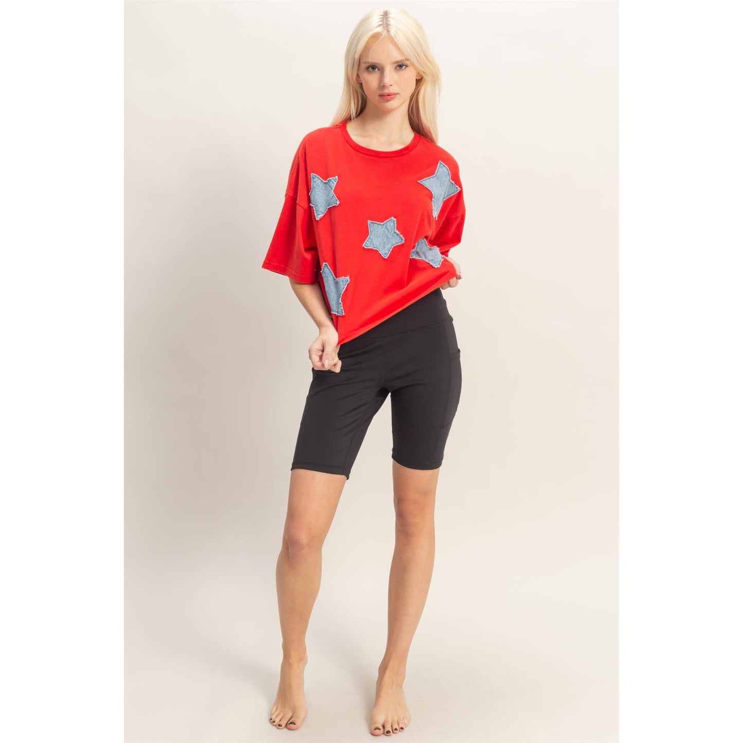 Raw Edge Star Patch Crop