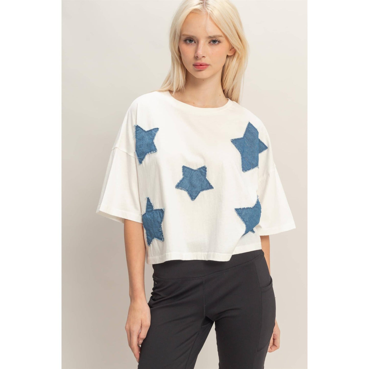 Raw Edge Star Patch Crop