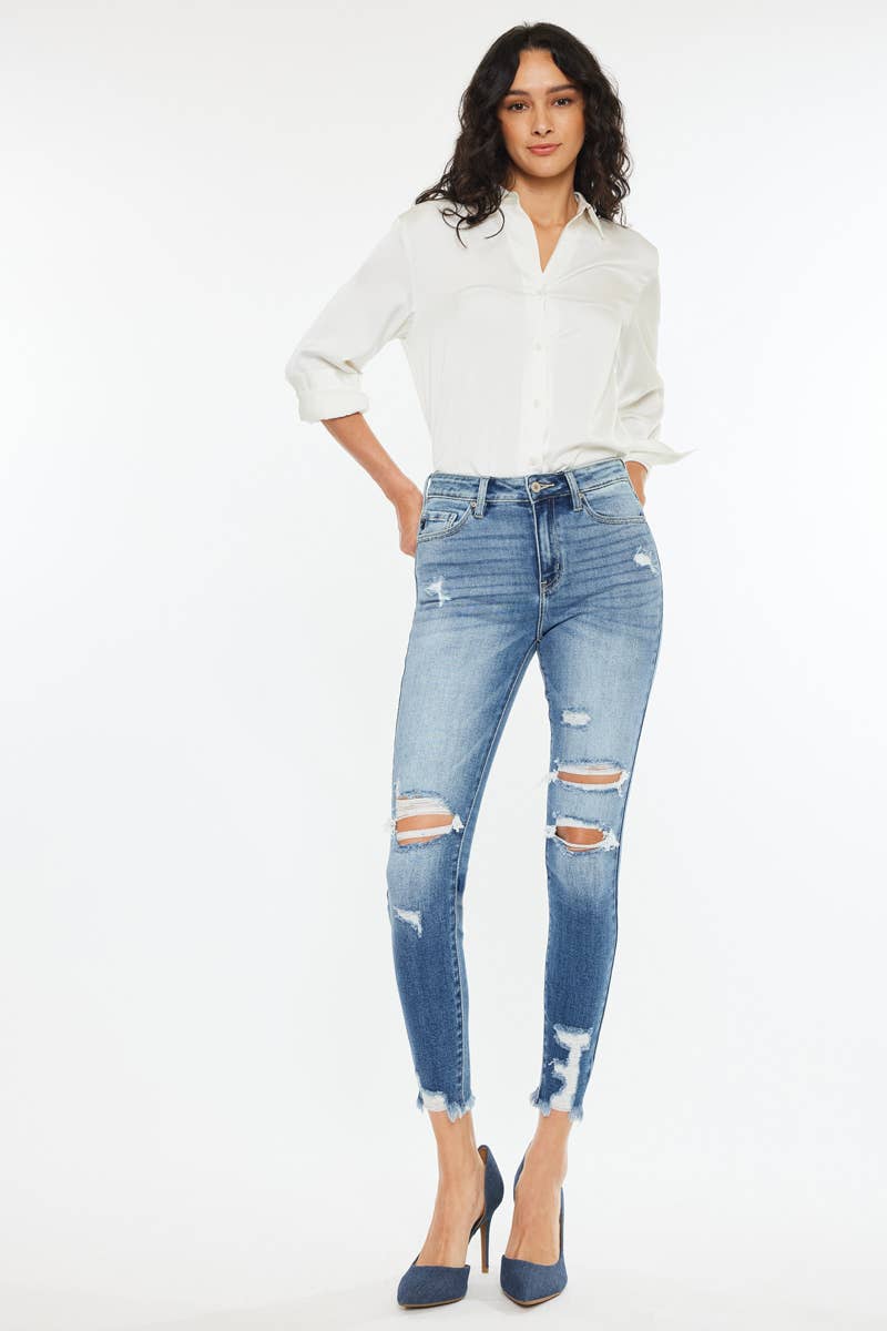 The Hot Girl Hem Kan Can High-Rise Fray Hem Skinny Jean