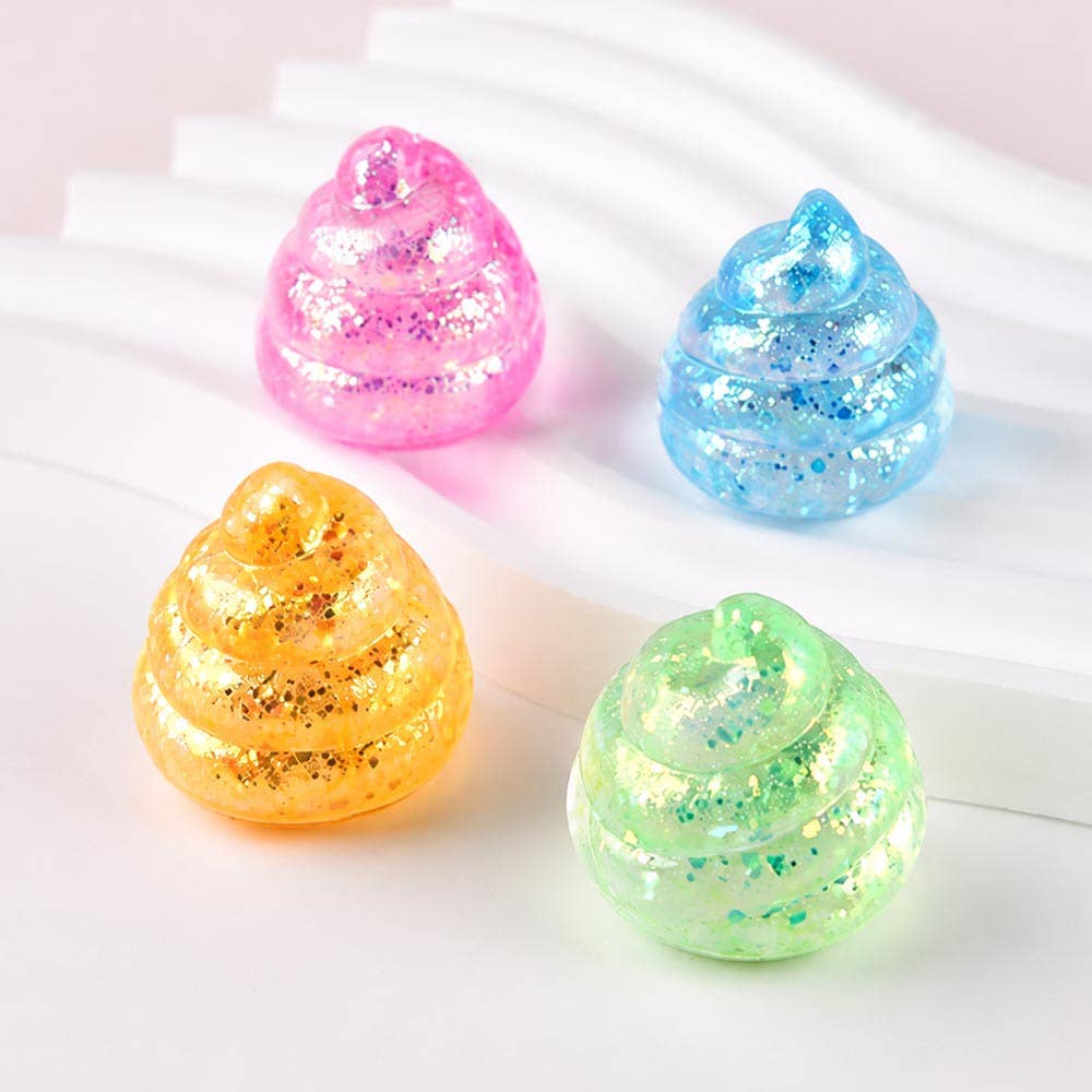 12PCS - Glitter Swirl Cone Squeeze Squishy Stress Relief Toy