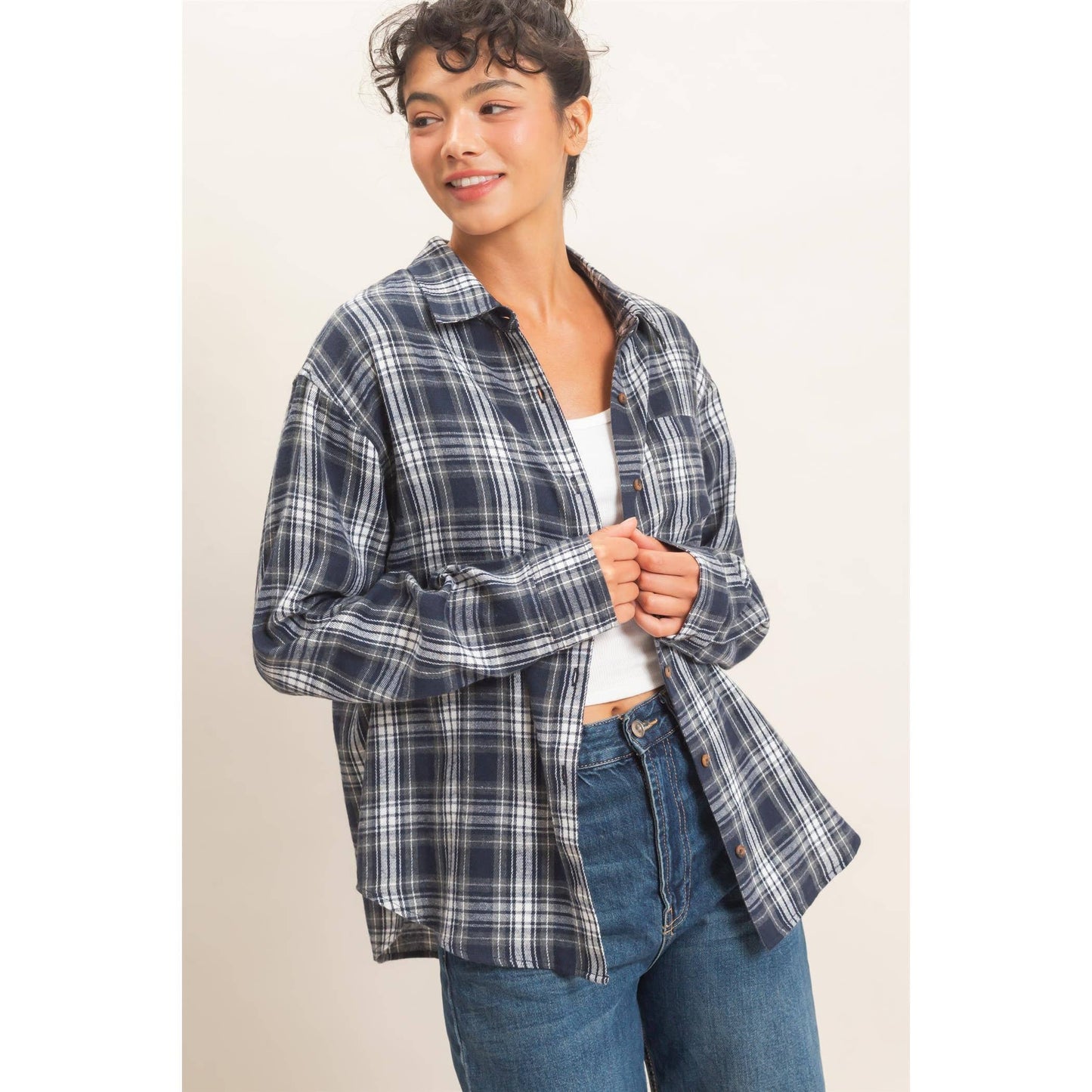 Falling For You Long Sleeve Plaid Button Up