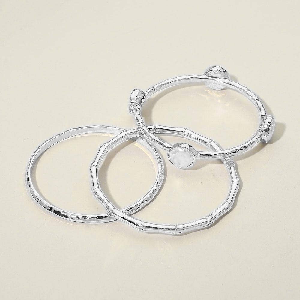 3PCS - Disc Accent Multi Layered Bangle Bracelet