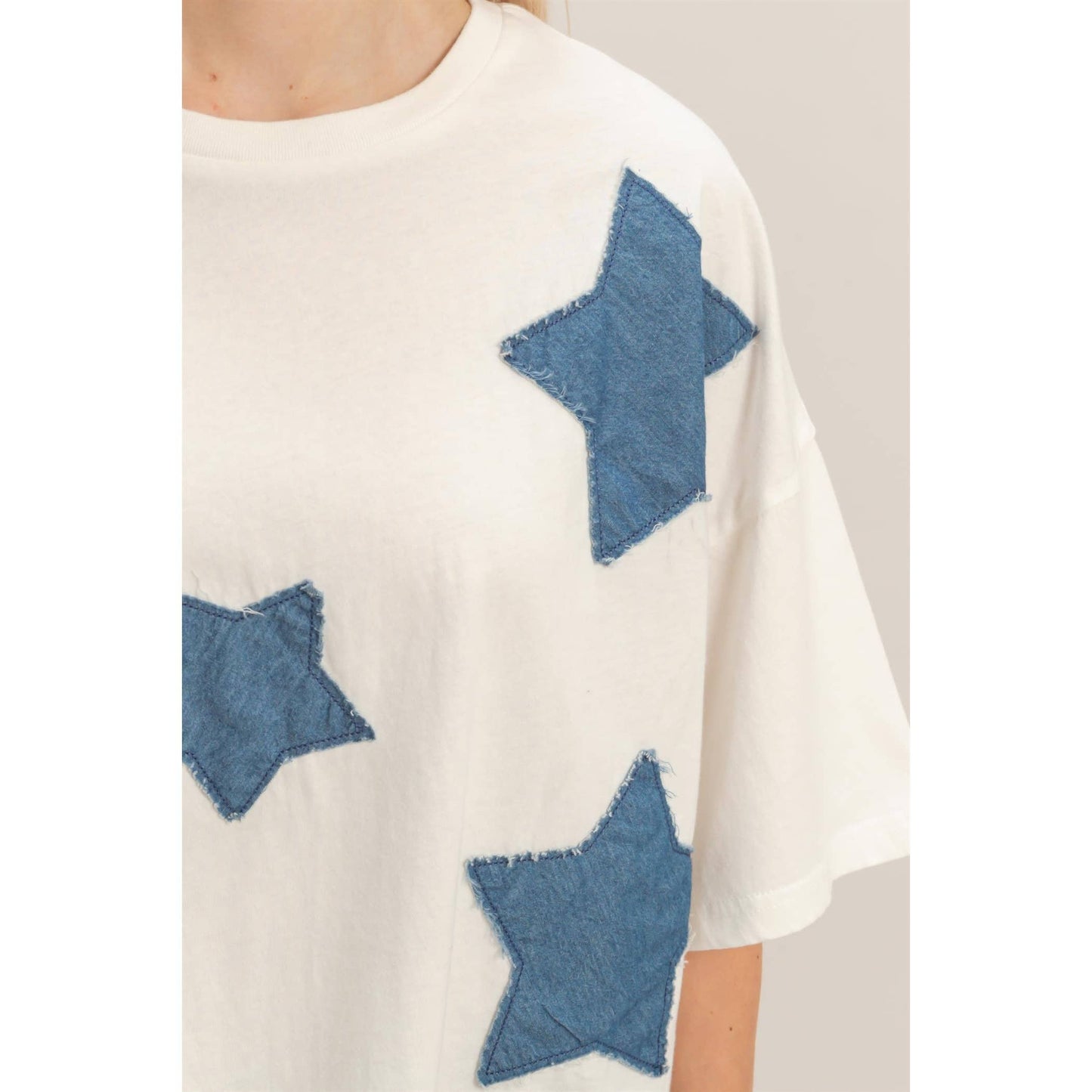 Raw Edge Star Patch Crop