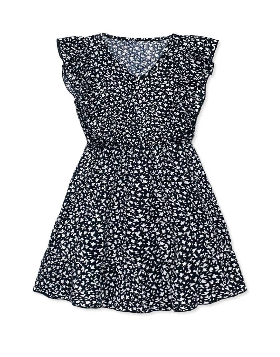 Girl's Dress w/ Ruffle Sleeves Black