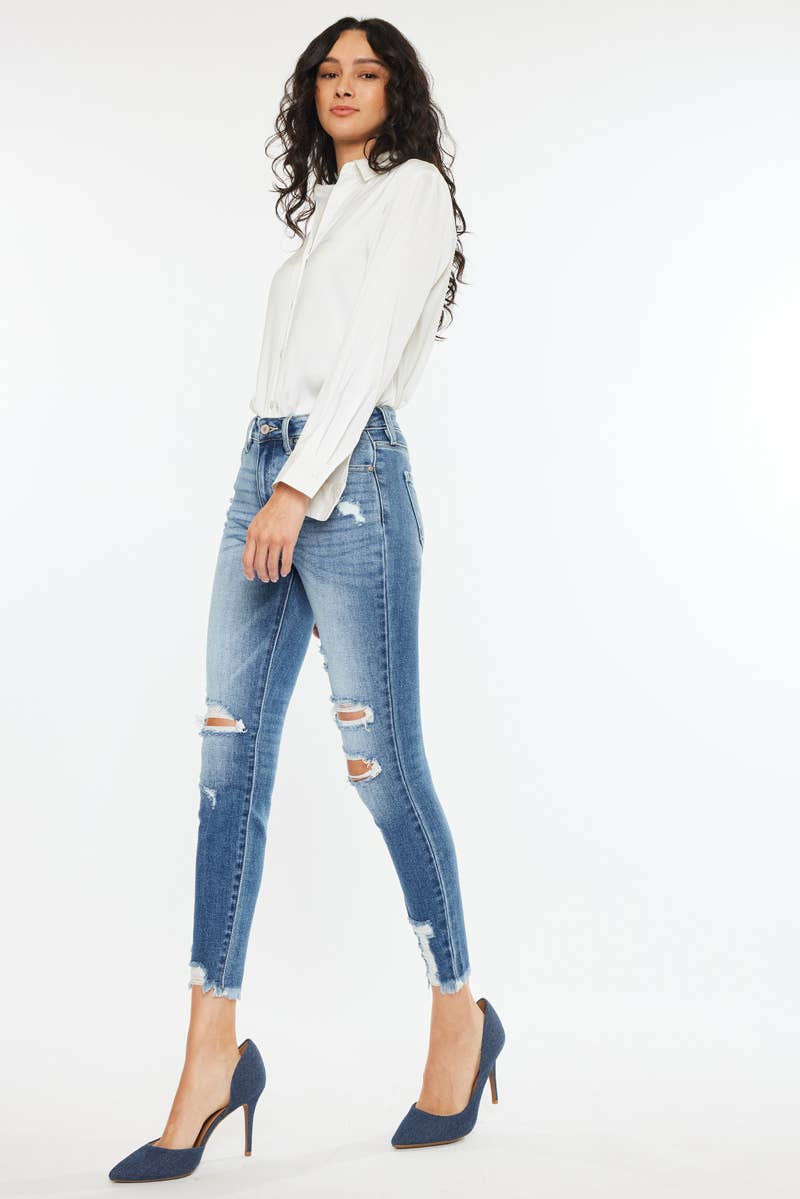 The Hot Girl Hem Kan Can High-Rise Fray Hem Skinny Jean