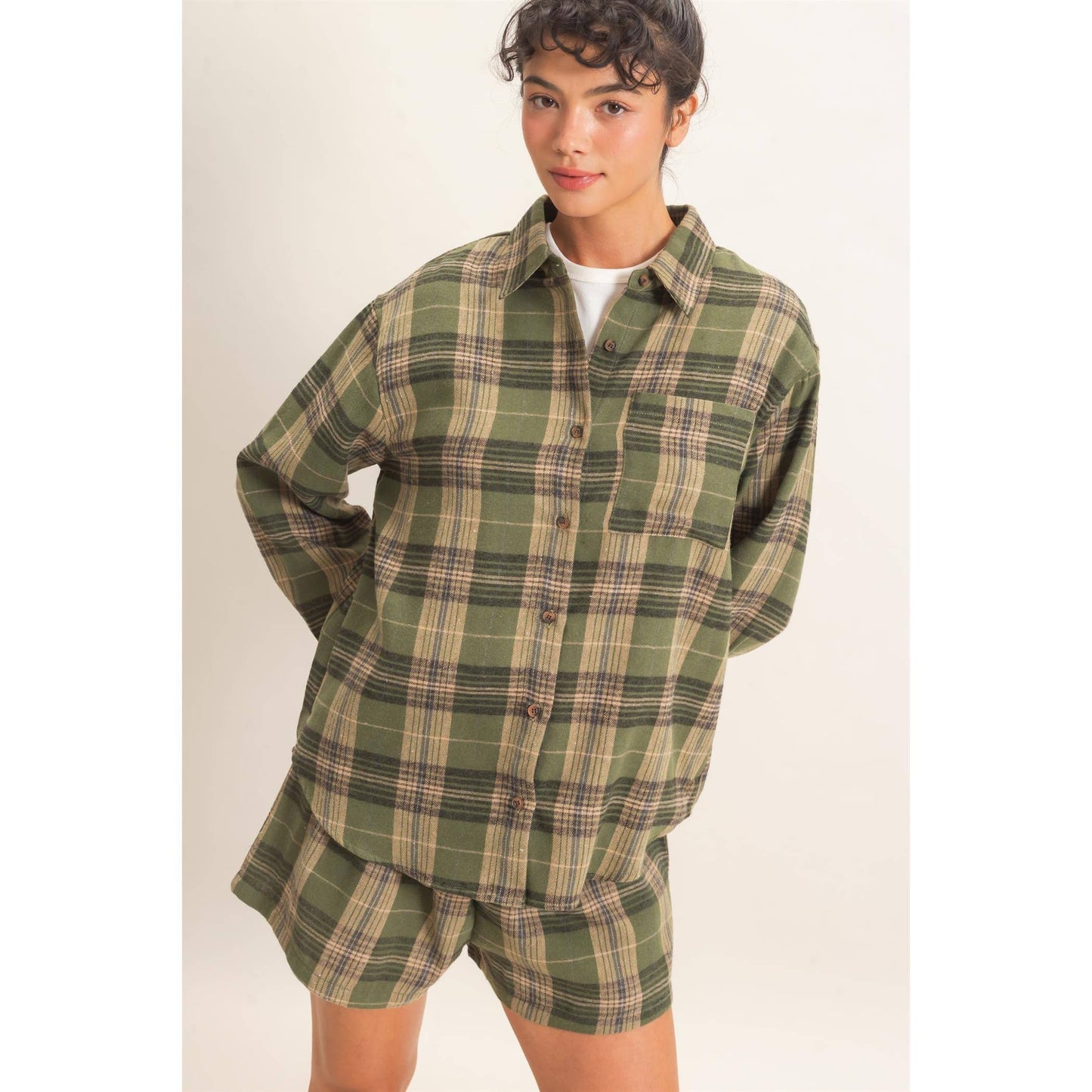 Falling For You Long Sleeve Plaid Button Up