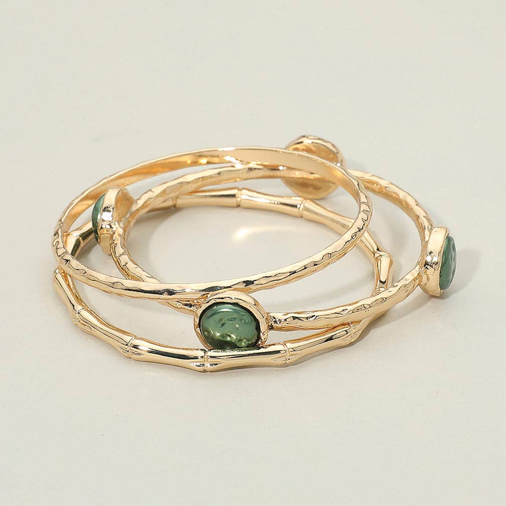 3PCS - Disc Accent Multi Layered Bangle Bracelet