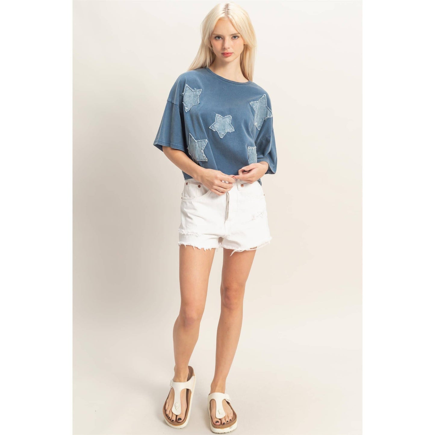 Raw Edge Star Patch Crop